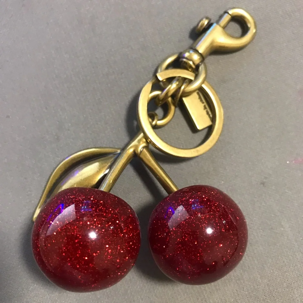 Coach Red Glitter Cherry Key Fob